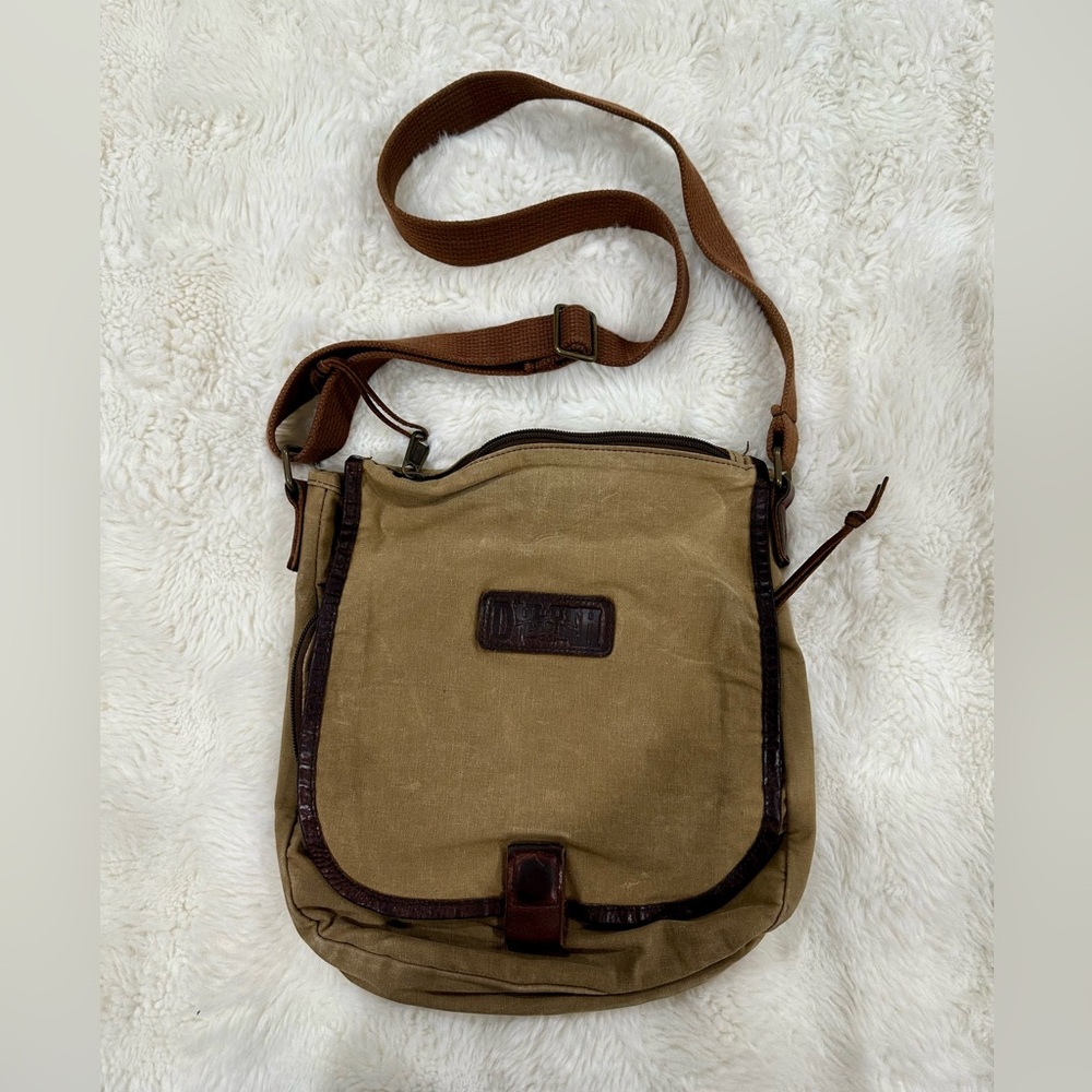 Duluth Trading Co Tan and Brown Crossbody Bag